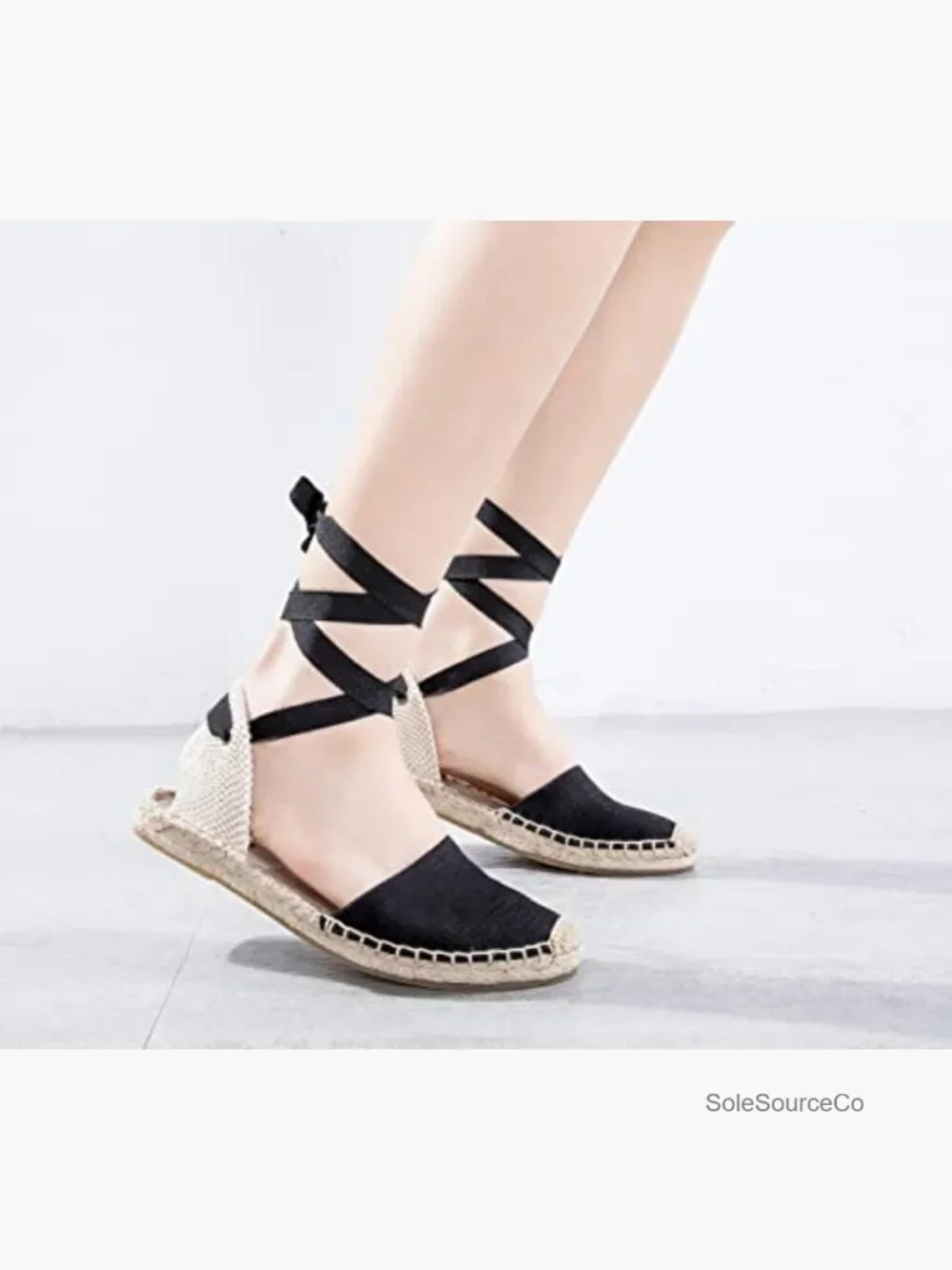 Women's Espadrille Flat Sandals Closed Toe Lace Up Ankle Wrap Summer Shoes